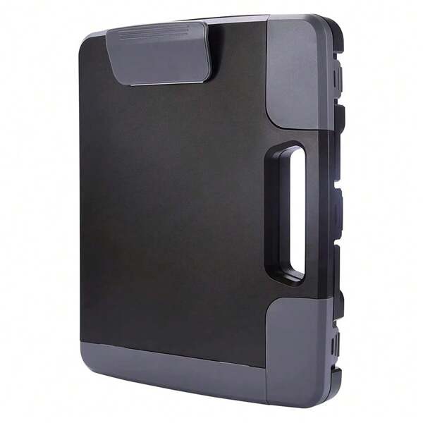 1PC Plastic Storage Clipboard With Handle – Heavy Duty Clipboard, Portable Side-Opening Organizer Case For Letter/Legal Size Paper (14.5"X12"X1.75") – Office, School, Construction & Outdoor Use(Black)