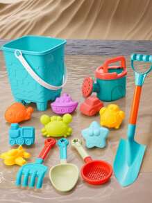 16 stuks zomer buiten strand speelgoed set (schep, ), cartoon intellectuele bad speelset, emmer voor kinderen