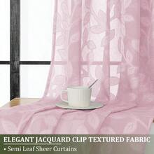 OVZME Blush Pink Sheer Curtains 96 Inches Long 2 Panels For Living Room, Jacquard Clip Leaf Pattern Textured Light Filtering Window Semi Sheer Voile Drapes For Bedroom, Each Panel 42 X 96 Inch - Blush Pink - View 2