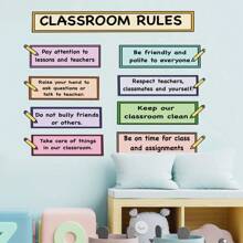 Self Adhesive School Classroom Rules Wall Sticker Baby Nursery Quote Wall Decal Mural,Back To School,School Supplies