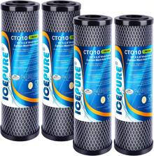 ICEPURE 1 Micron 2.5" X 10" Whole House CTO Carbon Sediment Water Filter Cartridge Compatible With  WFPFC8002, WFPFC9001, SCWH-5, WHCF-WHWC, WHCF-WHWC, FXWTC, CBC-10, RO Unit, Pack Of 4 - 4 個(1 包) - 查看 9