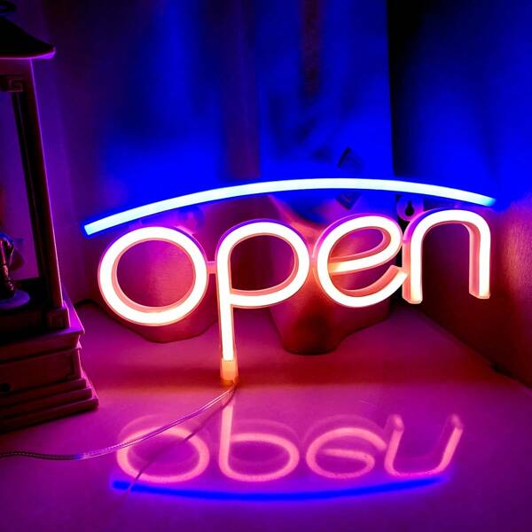 Open Neon Sign - LED Business Light With USB/Battery Power Polyvinyl Chloride Window Decor For Bar/Coffee Shop - 11.7x5.6in