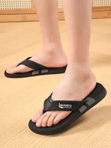 Men's Summer Outdoor Beach Sandals, Casual Non-Slip Flat Slide Slippers - Black - View 2