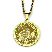 St. Christopher PROTECT US Jesus Pendant Necklace For Women Men Stainless Steel Gold Color Christian Saint Medal Chain Jewelry - Necklace - View 5