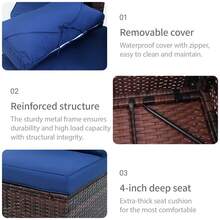 7 Piece Modern Rattan Furniture Set, Outdoor Combination Sofa Parlor Set With Cushions And Pillows - Màu xanh hải quân - Xem 6