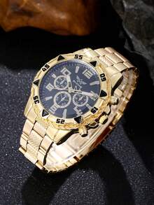 6pcs/Set 3 Colors Combination Men Quartz Watch + Fashionable Personalized Jewelry, Modern Versatile - Multicolor - View 8