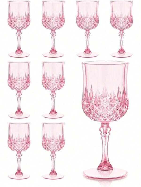 Reusable Vintage Embossed Plastic Cups, Durable, Can Hold Juice, Transparent Plastic Champagne Cups, Shatterproof Plastic Cups, Suitable For Parties, Weddings, Large Events, Back To School Season, And Other Occasions Such As Weddings, Parties, And Outdoor Celebrations.