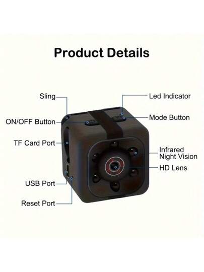 Mini HD Nanny Cam Night Vision, Motion Detection Loop Recording 1080P Full Indoor Security Camera, USB Rechargeable, Display, Wand Mountable Home Surveillance, Portable Surveillance Discreet Camera Circular Lens Cameras view 7