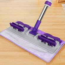 超大平板拖把套装，带 1 个可重复使用垫 - 不锈钢，适用于清洁卧室、厨房、客厅和墙壁 - 彩色 - 查看 8