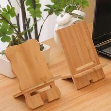 1pc Modern Minimalist Wooden Phone Stand - Multi-Functional Solid Wood Tablet Dock, Home Office Desk Holder, Lazy Charging Stand, Bedroom Living Room Study Decor, Compatible With All Smartphones & Tablets