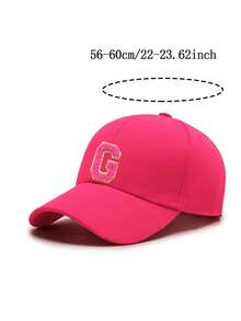 1顶儿童26字母个性化姓名印花遮阳帽棒球帽男女童可调节后扣户外休闲遮阳帽 - 玫紅色 - 查看 11