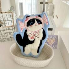 Toalla de mano de felpa de coral con diseño de gato lindo - de secado rápido, súper absorbente y suave, fácil de colgar en la cocina y el baño, toalla de mano absorbente y linda con dibujos animados de felpa de coral para la cocina y el baño, conveniente para secar en cualquier momento