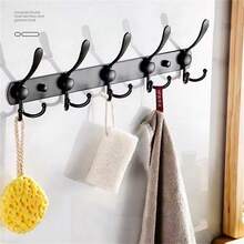 1 件/2 件壁挂式衣帽架，五个重型三钩，全金属结构，适用于门厅入口处的夹克外套帽子 - 彩色 - 查看 1