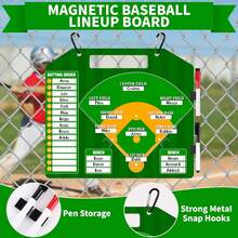 Magnetic Baseball Lineup Board, Professional Softball & Baseball Lineup Board For Dugout, Baseball Clipboard For Coaches With 40 Magnetic Lineup Cards And High-End Markers - Green - View 6