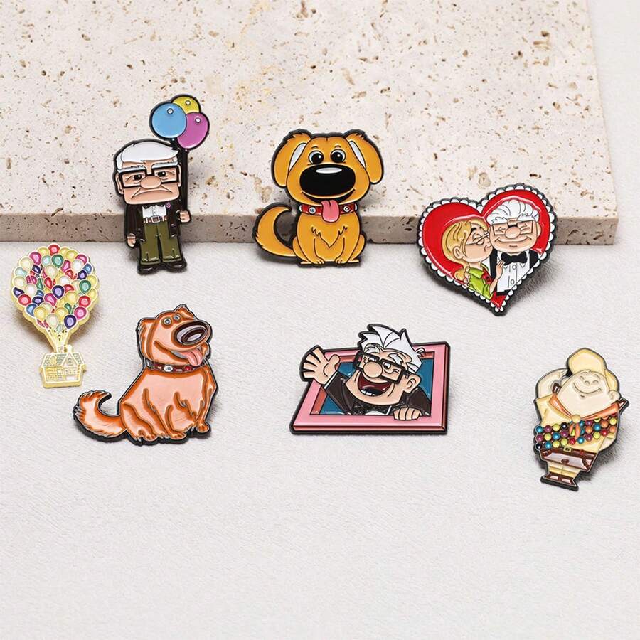 1 件装电影可爱狗胸针，卡通人物气球金属徽章背包，适用于学校办公室配饰衬衫夹克珠宝圣诞节万圣节 - 彩色 - 查看 1