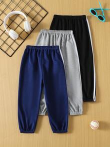 3 件套男童休闲裤，儿童宽松运动裤，适合 4-12 岁小孩/大童，春秋季 - 彩色 - 查看 2