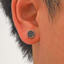 Boucles d'oreilles clou rondes de couleur or et argent pour femmes/hommes, design mode 4 griffes avec strass brillants. Boucles d'oreilles strass rondes délicates pour femmes/hommes, couple. Bijoux d'oreille mode polyvalents, cadeau pour la Saint-Valentin, anniversaire, fête