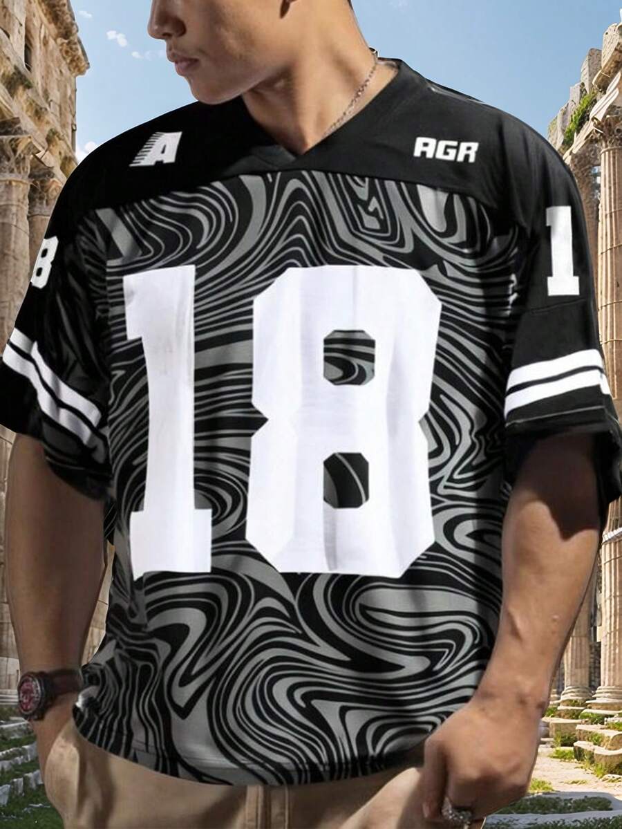 Men's V-Neck Short Sleeve T-Shirt, Casual Daily Holiday Fashion Street Style