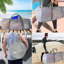 GSE Games & Sports Expert Large Mesh Duffel Bag With Zipper.Sport Equipment Scuba Bag For Sport Balls, Team Practice, Swimming Gear, Diving, Rafting, Water Sports - Blue - Grey - View 4