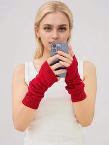 Fingerless Arm Warmers For Grunge Punk Style Accessories - Đỏ - Xem 5