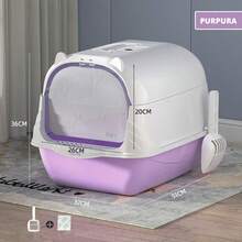 Arenero Ear Para Gatos Antiolores Puerta Palita Y Filtro - Morado Violeta - Ver 2