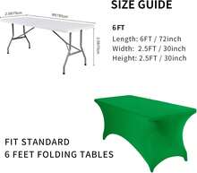 6 Pack Spandex Table Cover For 6FT Table Universal Fitted Stretch Tablecloth For Party, Banquet, Wedding And Events-Emerald - Multicolor - View 6