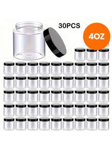 30 Pack 4 OZ Plastic Jars Round Clear Cosmetic Container With Black Lids, Slime Jars For Lotion, Cream, Ointments, Makeup, Eye Shadow, Rhinestone, Samples, Pot, Travel Storage - Multicolor - View 13
