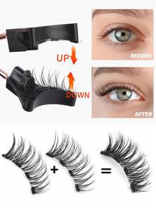 MAGEFY 两副可重复使用的磁性假睫毛套装，包含磁性夹子和5支睫毛刷，卷翘浓密，女士礼物，易于佩戴和卸除，妆效自然，旅行必备，适合海滩度假、露营、返校季等场合的化妆工具 - 自然纖長款 - 查看 9