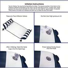 1pc 2-Person Inflatable Water Hammock Lounger, Striped Floating Mat With Mesh Design, Beach Essentials, Beach Accessories, Pool Float - Multicolor - View 9