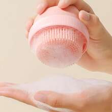 1 peça Escova de Massagem de Xampu com Cabeça Dupla Fofa, Escova de Xampu de Limpeza do Couro Cabeludo Multi-Função de Silicone, Adequada para Lavagem de Cabelo e Banho