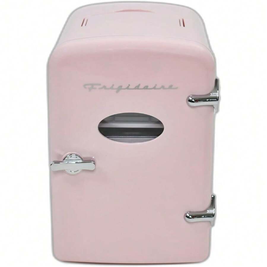 Frigidaire Red Mini Personal Fridge Cooler, 1 Gal Capacity Fits Six Cans, Includes Plugs For Home Outlet & DC Charger - 9.9" D X 7.1" W X 10.6" H