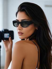 نظارة بتصميم عصري أوروبي وأمريكي، بتصميم عين القطة، إطار كبير، أذرع زخرفية للرجال والنساء