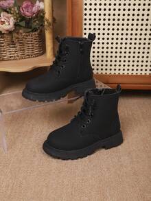 British Style Kids Boots, Autumn/Winter Versatile Unisex Children's Work Boots - Black - View 5