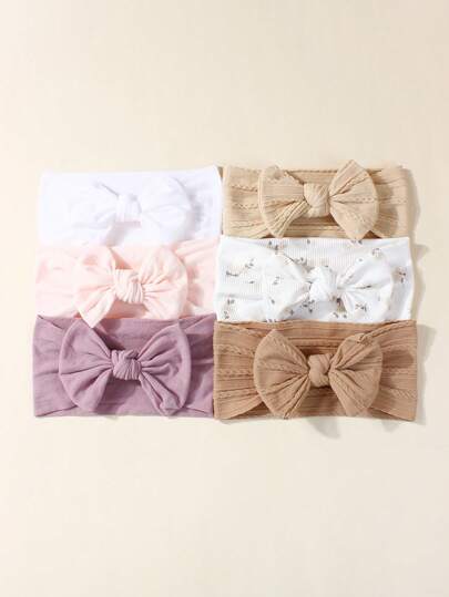 6pcs/Set Early Spring Fashion Baby Nylon Hairband With Decorations, Suitable For Daily Wear Love Valentine