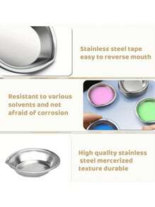 Edelstahl Farbpalette Set, Edelstahl Farbmischpaletten, rund, leicht, stapelbar, Metallpigmentablage zum Malen und Kunstwerke