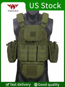 YAKEDA 多功能三件套战术装备包，户外狩猎背心，带可拆卸和可扩展口袋，防水抗撕裂，适合狩猎、训练、户外探险等 - 彩色 - 查看 11