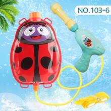 Aufblasbarer Cartoon-Rucksack-Wasserpistole für den Sommer, große Kapazität, herausziehbare Wasserspritzpistole für Strand, Schwimmen, Jungen, Mädchen