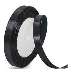 1pc 1/1.2/2CM X25 Yards Polyester Black/White/Beige Ribbon, Suitable For Gift Wrapping, Party Favors, Wedding Decoration, Bow Making, Bouquets, Sewing Projects And Crafts - Black - View 2
