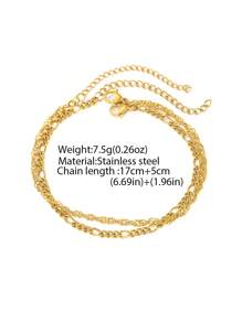 2 pièces Bracelet en acier inoxydable à chaîne de mode minimaliste pour femmes, à porter au quotidien