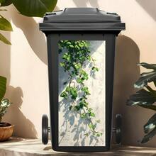 1 件 Verdant Ivy 户外贴纸，花园垃圾桶贴花，适用于露台和庭院的防水垃圾桶艺术，抗紫外线家居装饰，耐用自粘乙烯基，垂直花园风格带轮垃圾桶贴纸学校用品，返校