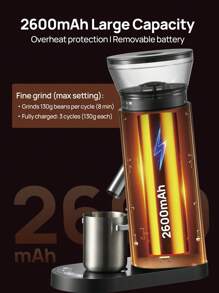 Brutelle 1pc Coffee Grinder USB Rechargeable 60 Level Adjustable Grinding Coarseness Super Long Battery Life Suitable For Home Coffee Corner Cafe