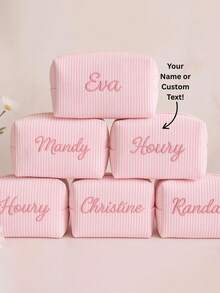 定制伴娘化妆包，女孩刺绣化妆包，大容量化妆包，伴娘婚礼礼物，化妆品收纳盒，印花化妆包，化妆包，伴娘化妆包，伴娘礼物，女士礼物，个性化定制文字，带名字的个性化化妆包 - 彩色 - 查看 1