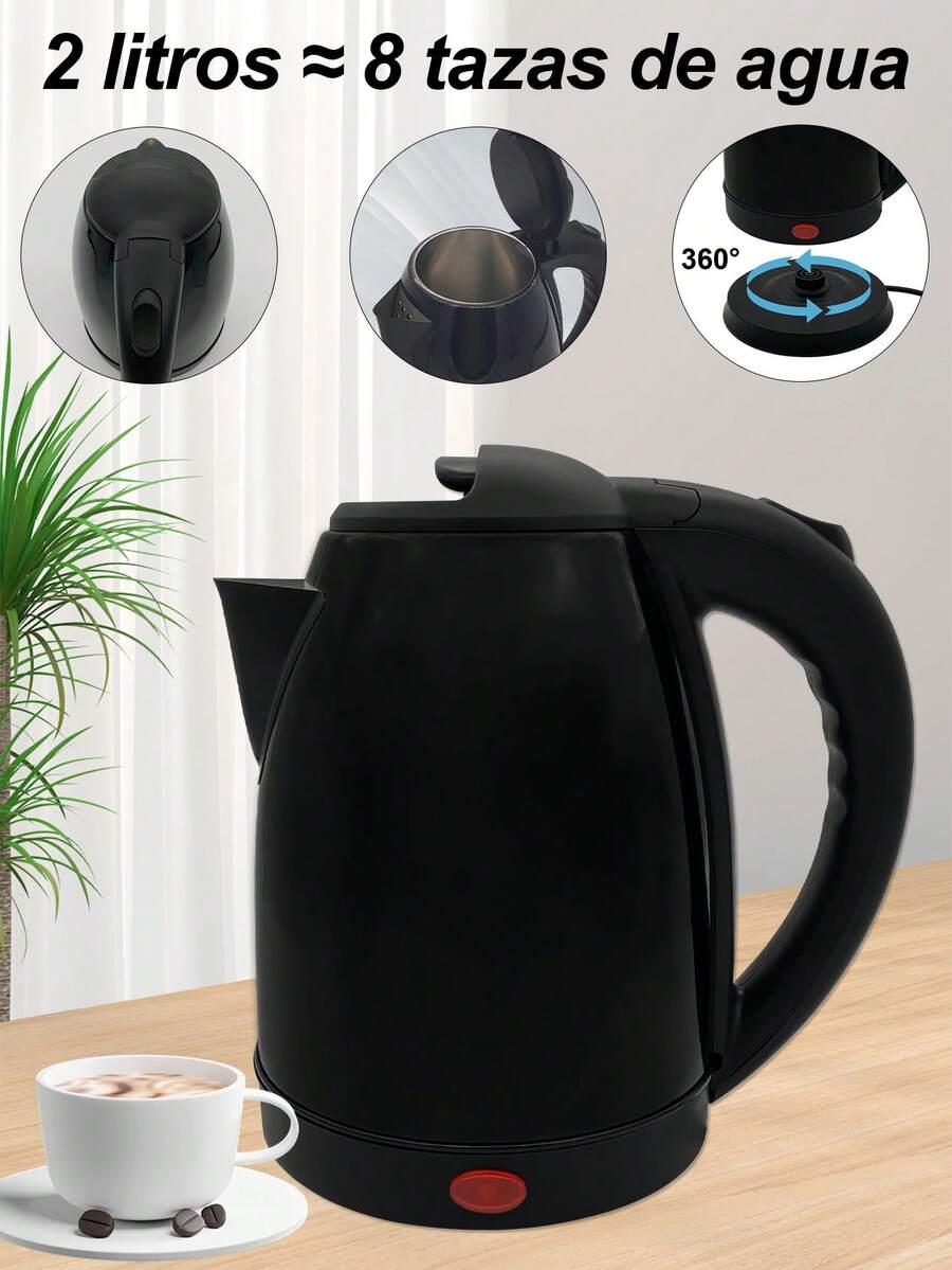2 litros Hervidor eléctrico ebullición rápida, diseño elegante y funciones de,Ideal para un uso rápido y sencillo,Acero inoxidable,1000W. - Tipo de Enchufe A USA (110-127V) - Ver 1