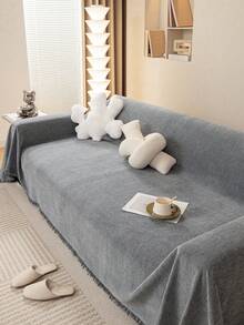 2 buah Sarung Sofa Bentuk L Warna Polos, Ramah Hewan Peliharaan, Tahan Gores, Tahan Kotoran, Dapat Digunakan Sepanjang Musim, Dapat Dicuci dengan Mesin, Cocok untuk Sofa Lurus dan Bentuk L - Grey - View 6