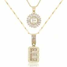 Dainty Bubble Initials Balloon Letter Necklace Set For Women Double-Layer Rock Initials Letter Necklace Set Synthetic Cubic Zirconia Micro-Inlaid Crown Letter Diy English