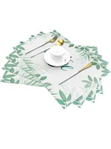 Customized Embroidery Placemats - Geometric Green Leaf Table Mats, Medieval-Style Kitchen And Holiday Decorative Tablecloths, Wedding Placemats, Summer Kitchen Gifts Of Choice