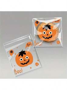 100 piezas Bolsas de Dulces de Halloween - Bolsas de Empaque de Dulces y Galletas con Cierre Automático, Bolsas de Dulces con Diseño de Dibujos Animados - Multicolor - Ver 1