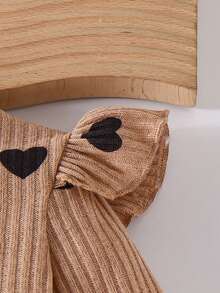 2 件套女童甜心印花长袖上衣 + 裙子套装，适合春秋季休闲装 - 黑色 - 查看 5