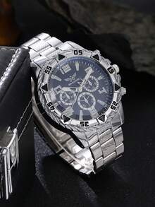 6pcs/Set 3 Colors Combination Men Quartz Watch + Fashionable Personalized Jewelry, Modern Versatile - Multicolor - View 10
