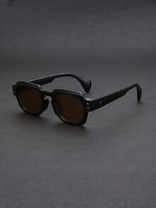 1 件男士方形框架耳钉装饰复古个性化街头风格时尚眼镜，非常适合派对装饰、夏季户外旅行、海滩度假，成为街头时尚焦点 - 彩色 - 查看 3